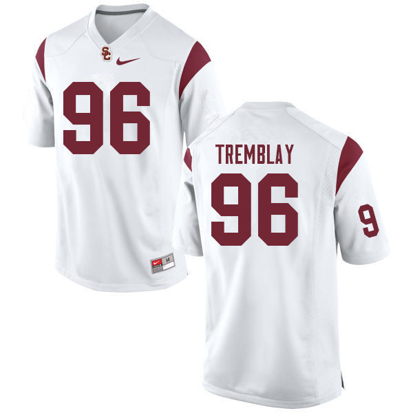 Men #96 Caleb Tremblay USC Trojans College Football Jerseys Sale-White